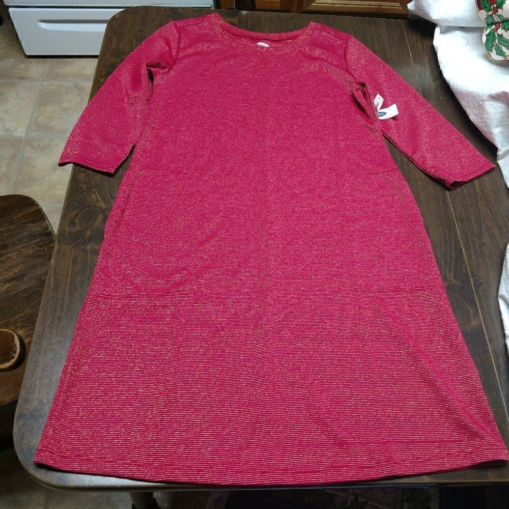 New Old Navy Maroon With Gold Sparkles Dress Size Girl's XL 14